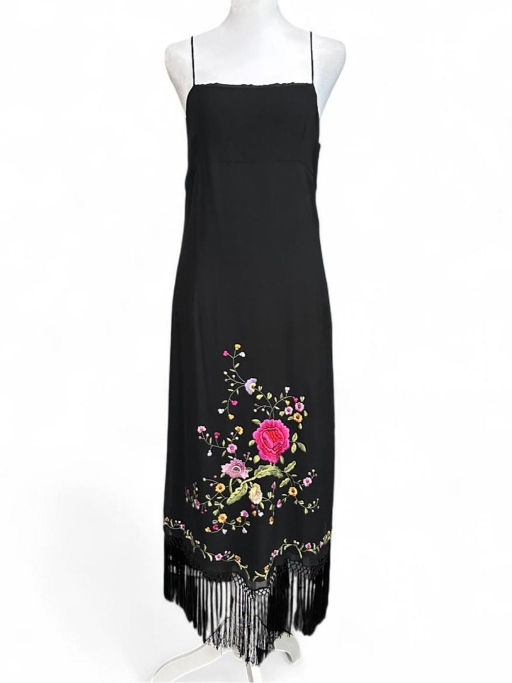 Aris A vintage silk fringe slip dress